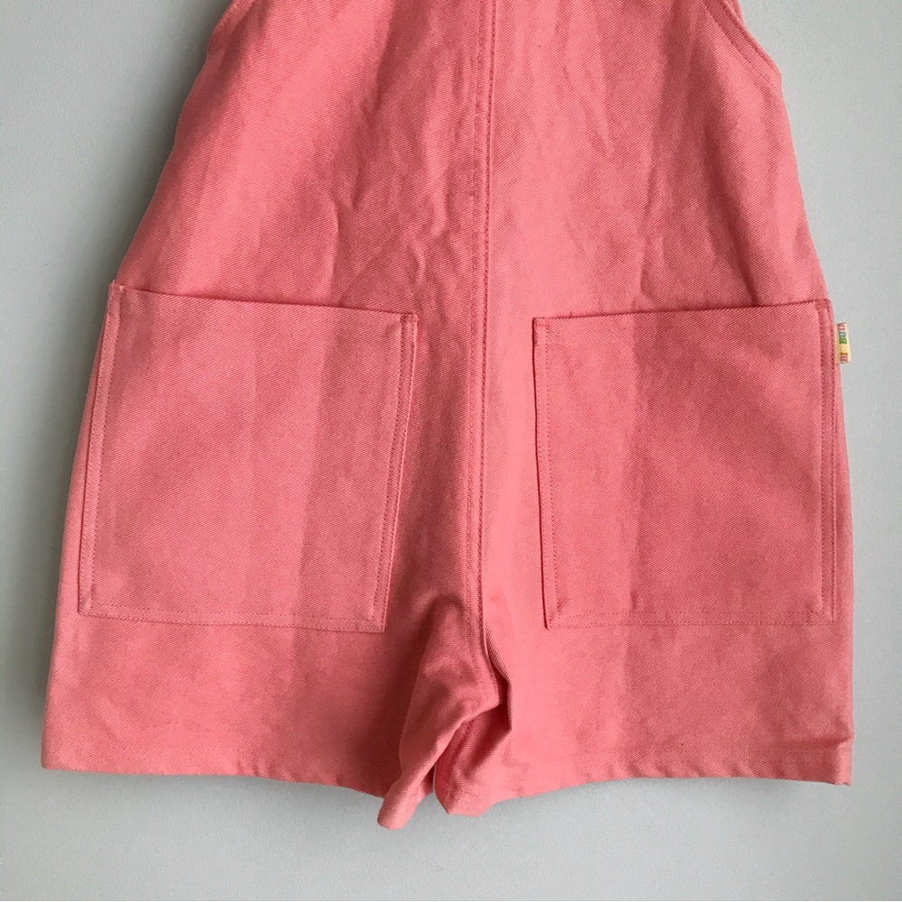 BIG BUD PRESS Flamingo Pink Denim Overall Shorts NWOT Shortalls XXS - Picture 9 of 16